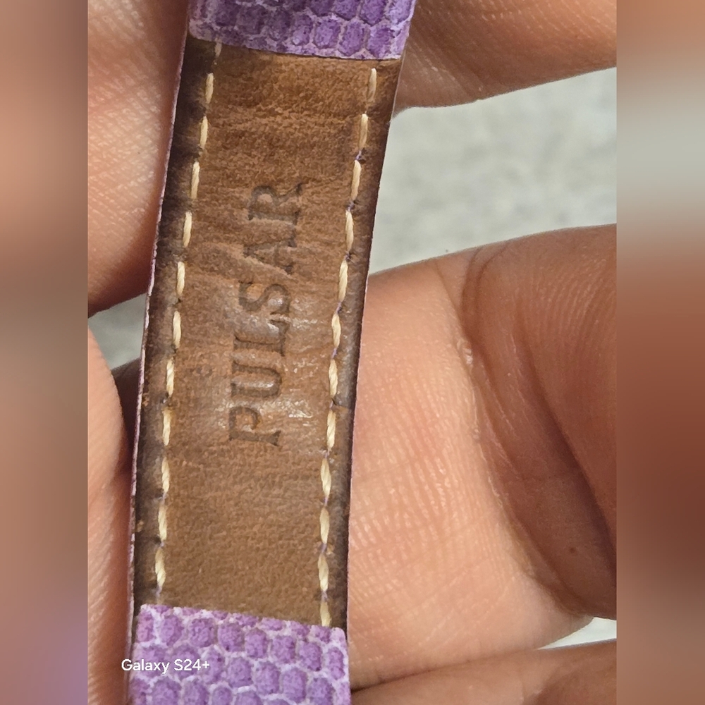 Pulsar Watch Women VC10-XD28 20mm Silver Tone Purple Leather Band New Battery - Picture 6 of 7